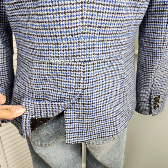 Talbots Wool Blend Blazer – Aberdeen Blue Black Houndstooth Size 2 Preppy - Picture 5 of 9